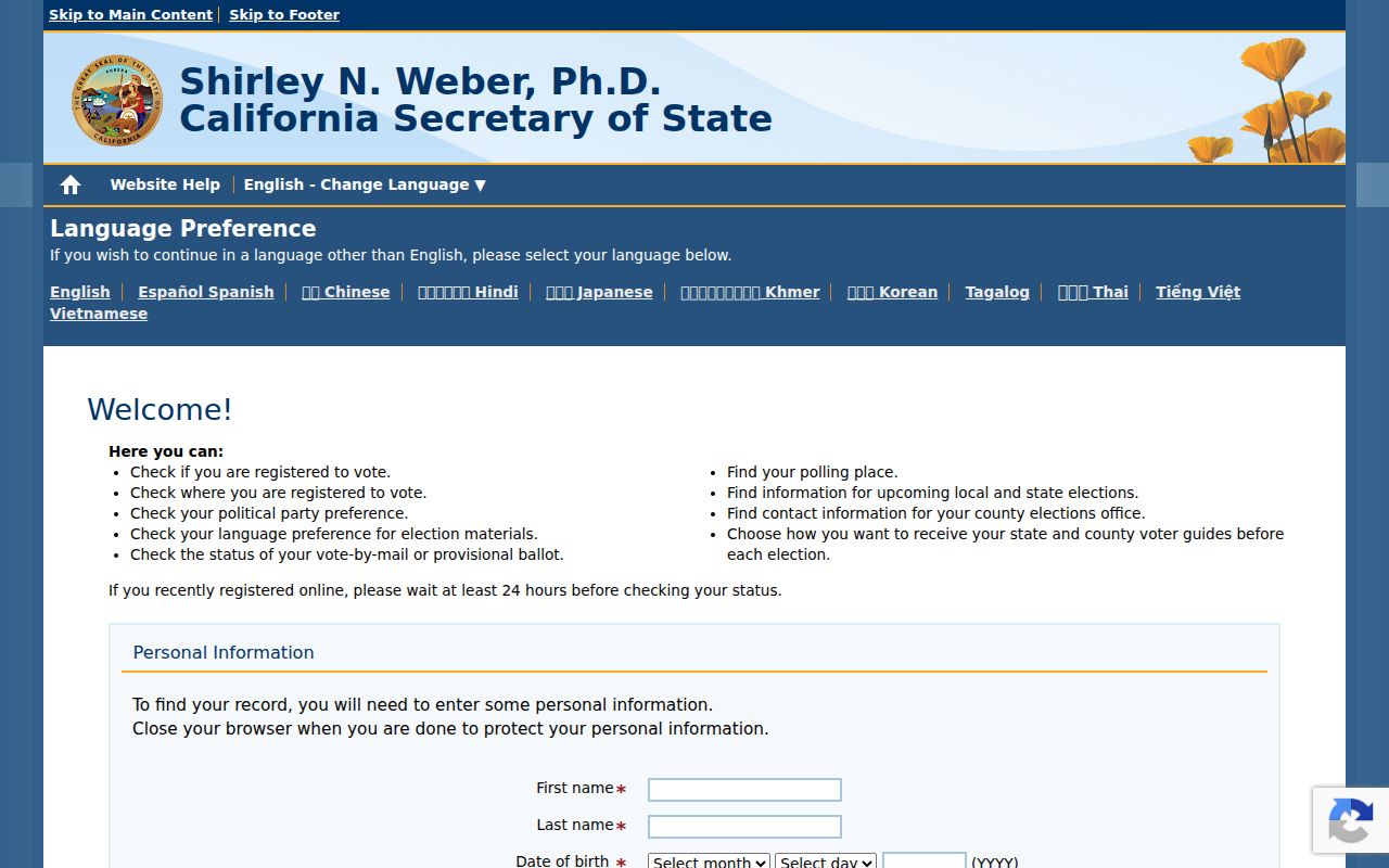 Santa Maria people search boundary shown by California My Voter Status