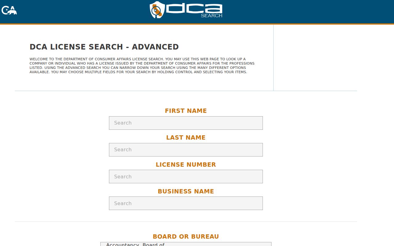 Santa Maria people search using California professional license records